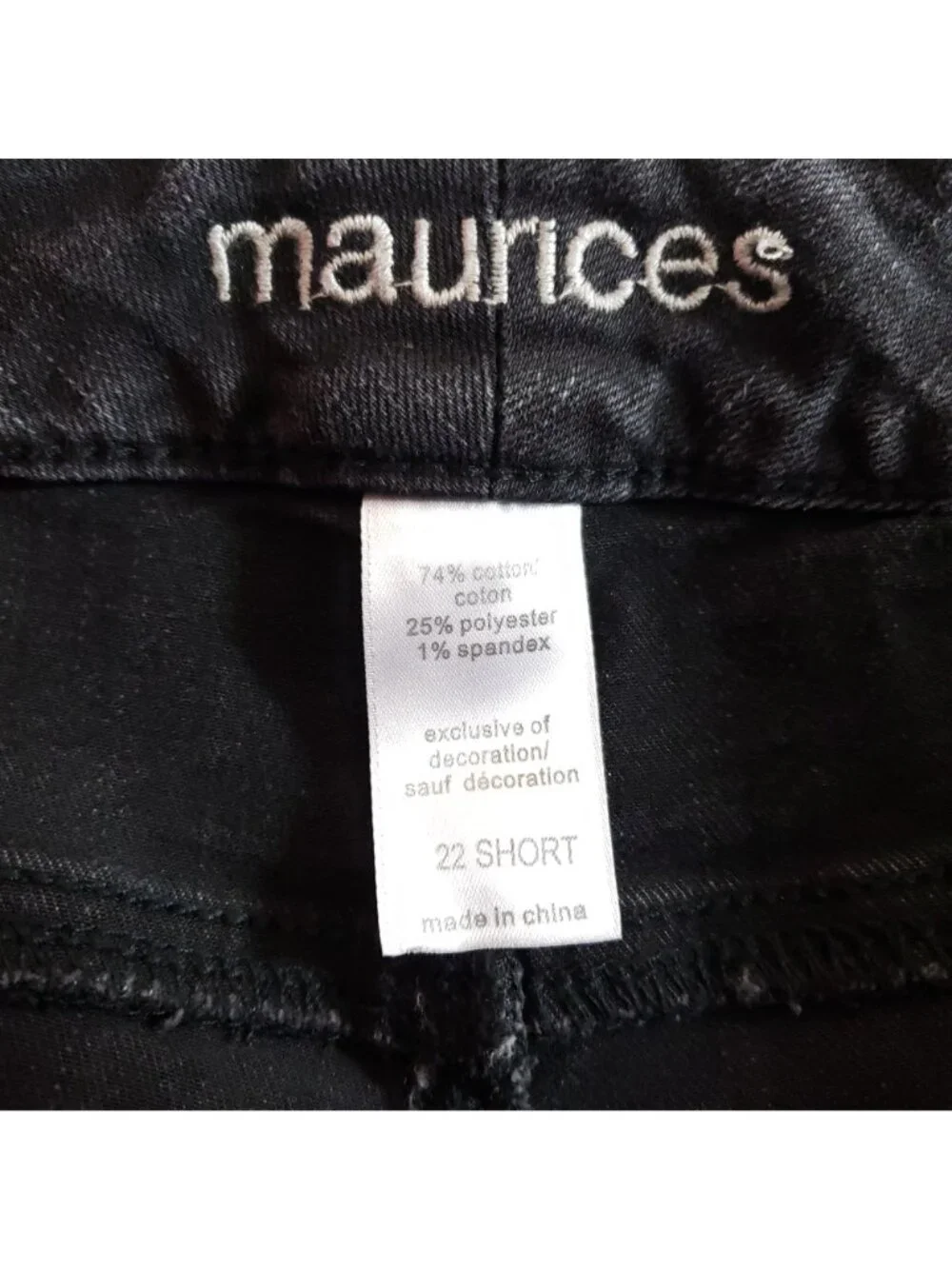 Maurices Straight Leg Jeans Women's Size 22 Short Black Stretch